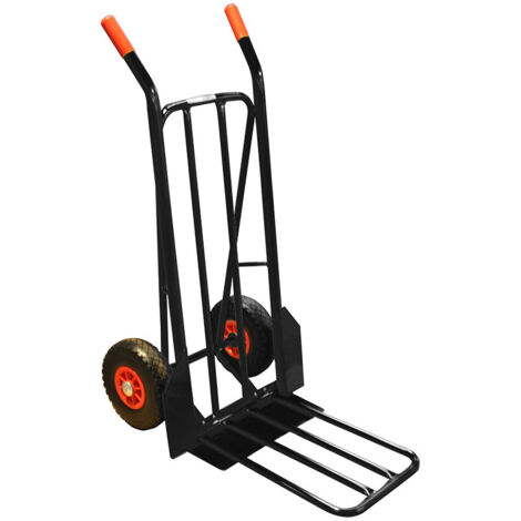 Hailo – Diable de chantier professionnel 365 kg – Acier avec plateau extra large – Roues en polyuréthane 250 mm – Pour transport matériaux lourds