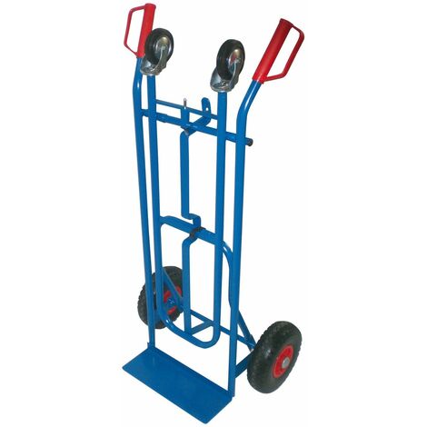 Hailo – Diable transformable 250 kg – 4 roues increvables PU ø 260mm – Acier robuste pour charges lourdes – Maniabilité optimale