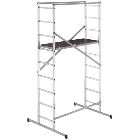 Hailo – Échafaudage aluminium Hobbystep H4 – Hauteur de travail 4 m – Charge maximale 150 kg – Dimensions replié 2,50 x 0,50 x 0,14 m