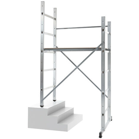 Hailo – Échafaudage pour escalier intérieur et extérieur 0,9m/2,9m – Aluminium léger – Charge maximale 150 kg – Plateforme antidérapante
