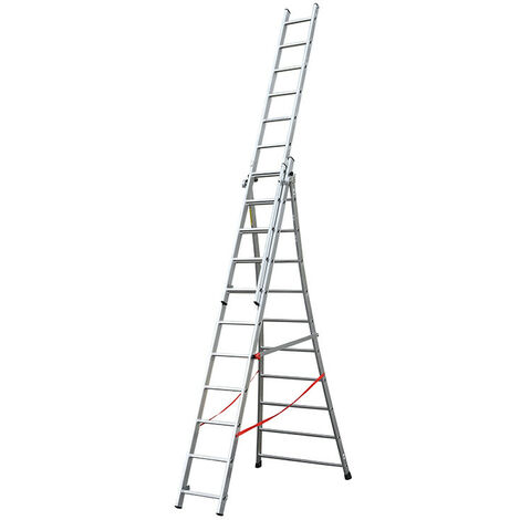 Hailo – Échelle articulée transformable 3 plans 11 échelons 6,5m/7,3m – Aluminium léger – Norme EN 131 – Pour travaux en hauteur