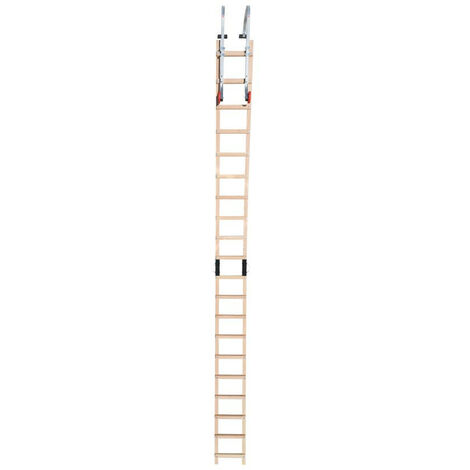 Hailo – Échelle de toit en bois épicéa traité 5m – Crochet de faitage inclus – Assemblage vis à pointe – Pour toiture jusqu'à 75°
