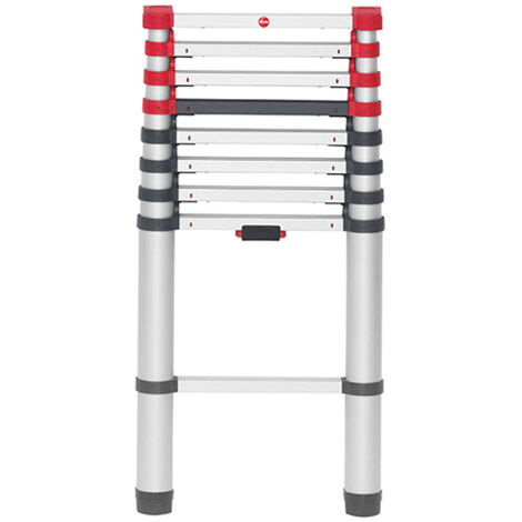 Hailo – Échelle télescopique aluminium 9 marches – Hauteur dépliée 2,6 m – Charge maximale 150 kg – Système anti-pincement