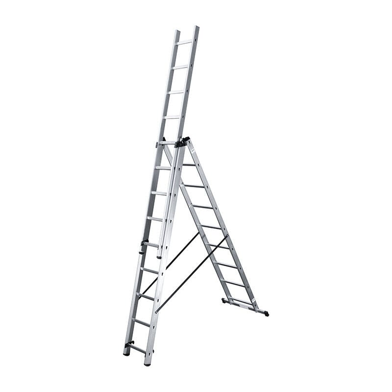 Hailo - Echelle transformable 3 plans 3x9 échelons 5,9m/6,7m en aluminium HobbyStep