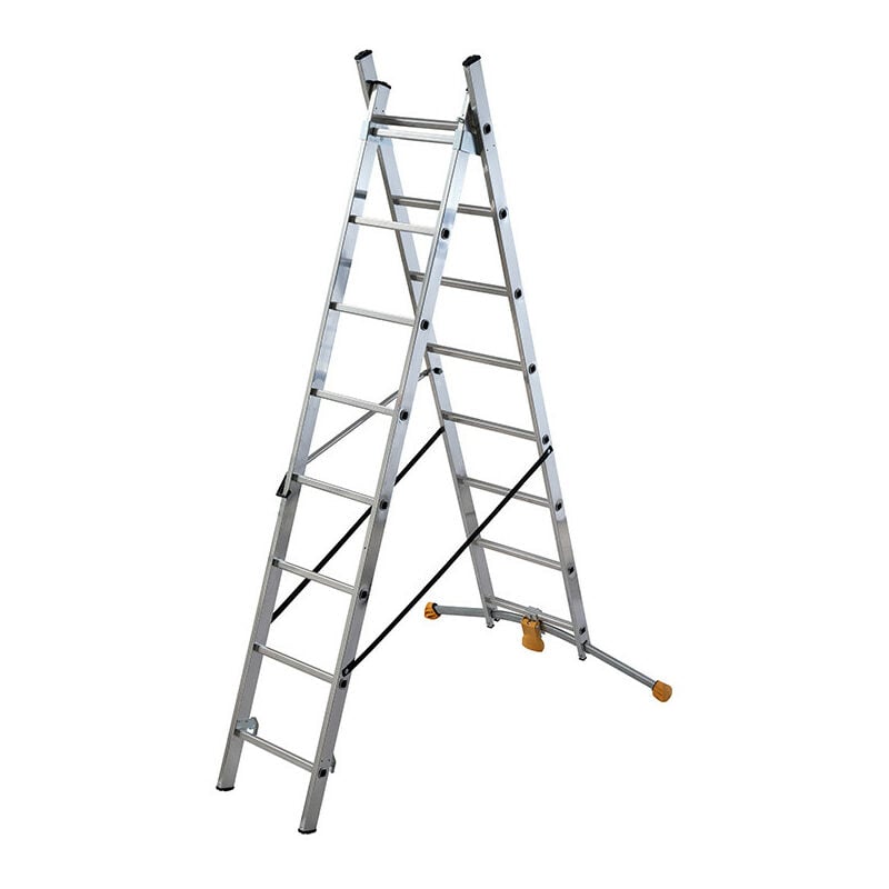 Hailo - Echelle transformable 2 plans 2x8 échelons 3,5m/4,4m en aluminium HobbyLot