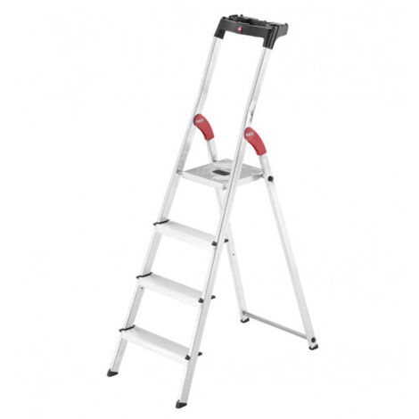 HAILO Escabeau aluminium pliable - 4 marches - Hailo L60 - Sécurisé et ultra léger - 2,85M