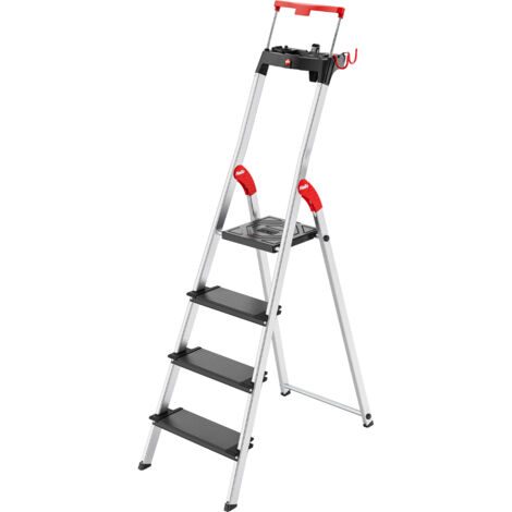 Hailo L100 TopLine, Alu-Sicherheits-Stehleiter, 4 Stufen