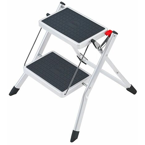 leggero BQKOZFIN Scalette a 2 gradini argento capacità 149,7 kg pittura ufficio pieghevole con ampia piattaforma antiscivolo per casa in lega di alluminio 
