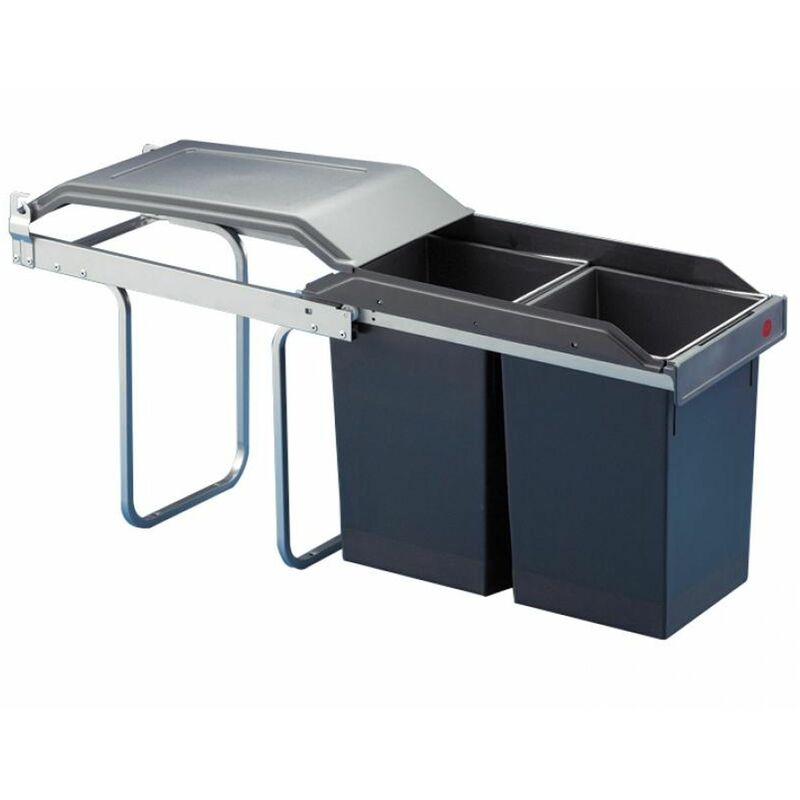 Hailo - Mülleimer Küche, Einbau ab 30cm Schrank, 2-fach Abfalleimer - Grau