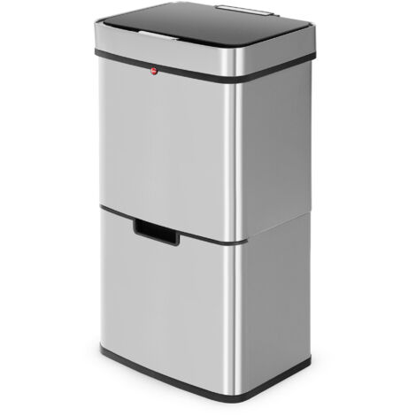 Hailo Öko Vario XL, Design-Sensor-Mülltrenner, 25 + 25 + 4 ltr, Edelstahl Anti-Fingerprint