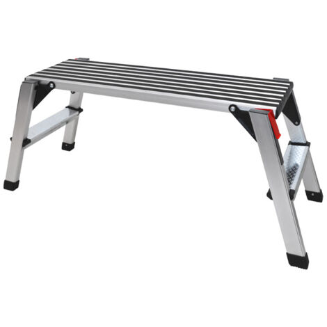 Hailo – Plateforme de travail pliante aluminium 50 cm – Dimensions 96 x 30 cm – Revêtement antidérapant pour sécurité – Poids max 150 kg