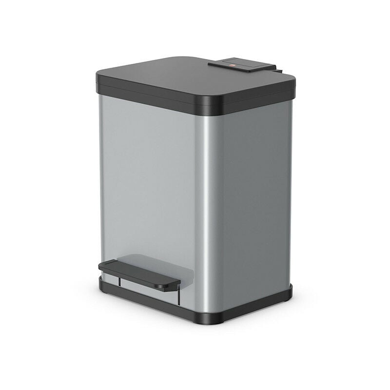 Poubelle de tri sélectif 2 bacs à pédale 20L (9+9) Hailo ko Duo Plus m Coloris - Argent