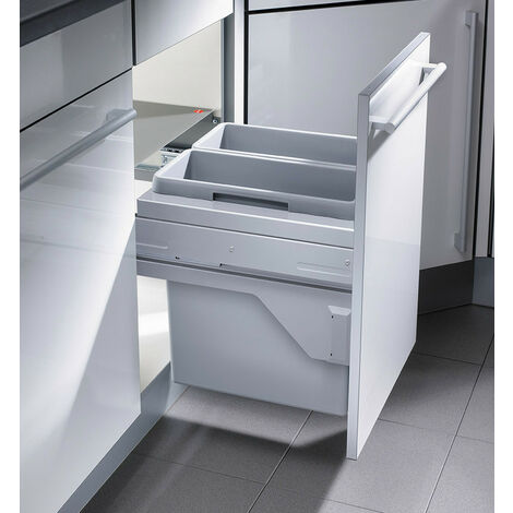 Hailo – Poubelle de cuisine tri sélectif encastrable 40L – 2 bacs amovibles 19L – Glissières Soft-Close pour fermeture silencieuse