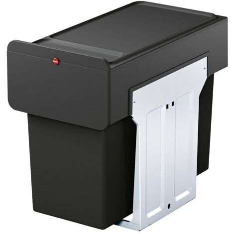 Hailo – Poubelle sous évier encastrable 28L – 2 compartiments amovibles – Ouverture fluide avec glissières à billes – Acier et plastique recyclé