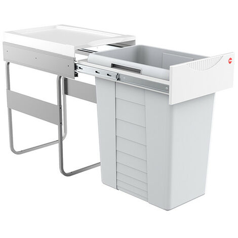 Hailo – Poubelle sous évier 42L – Couvercle hermétique pour maîtrise des odeurs – Installation facile dans meubles 40cm – Bac amovible
