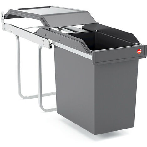 Hailo – Poubelle sous évier 24L – Bac amovible gris anthracite – Dimensions minimales 30 cm – Installation facile dans meubles bas
