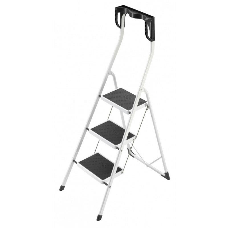 

Hailo - Taburete plegable de 3 escalones con una altura de acceso de 250 cm y barandilla con rodilleras - Safety Plus
