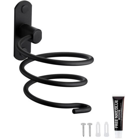 Hair Dryer Holder Aluminum Wall Mounted Hair Dryer Holder Cable Holder for Kitchen Bathroom Bathroom Accessories Black