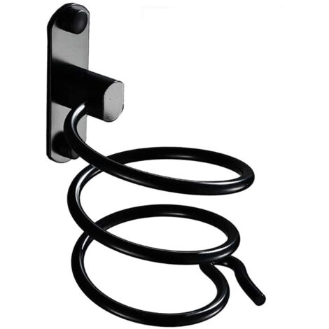 Hair Dryer Holder Wall Mounted with Drilling - For Hotel, Bathroom, Toilet, Barbershop Aluminum, Matte Finish, Black