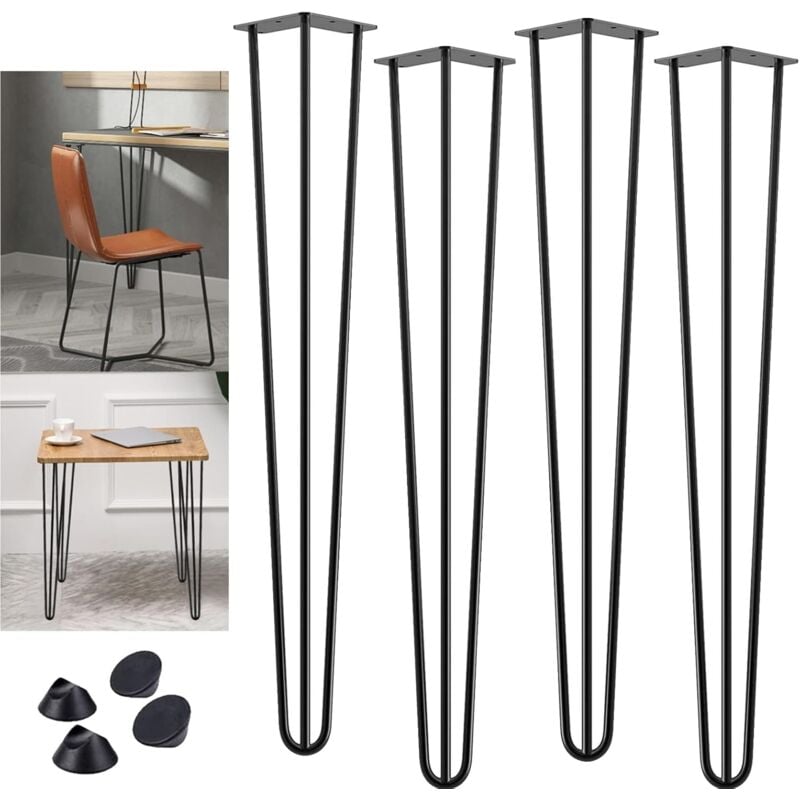 Hairpin Legs 34''/ 86cm, Heavy Duty Table Legs with Floor Protector Feet & Screws, 4PCS Furniture Legs for Standard Desk, Dining Table, Dressing