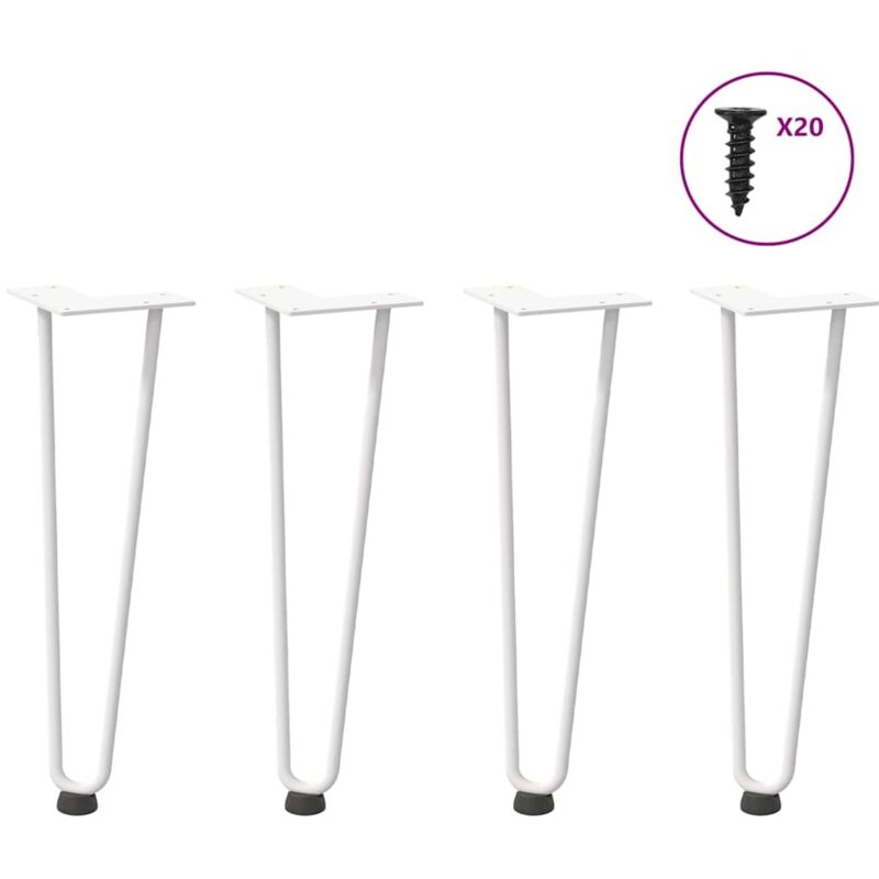 vidaXL Hairpin Legs for Coffee Table 4 pcs White 42 cm Solid Steel, White