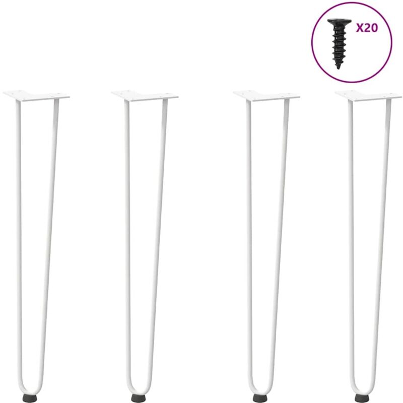 vidaXL hairpin legs for console tables for Console Table 4 pcs White 72 cm Solid Steel, White