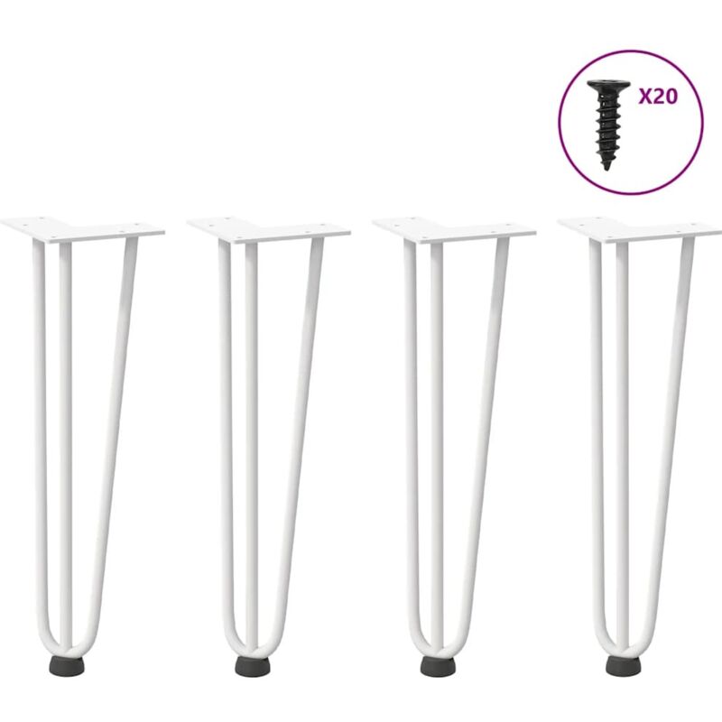 vidaXL Hairpin Legs for Coffee Table 4 pcs White 42 cm Solid Steel, White