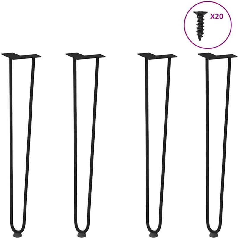 vidaXL hairpin legs for console tables for Console Table 4 pcs Black 72 cm Solid Steel, Black