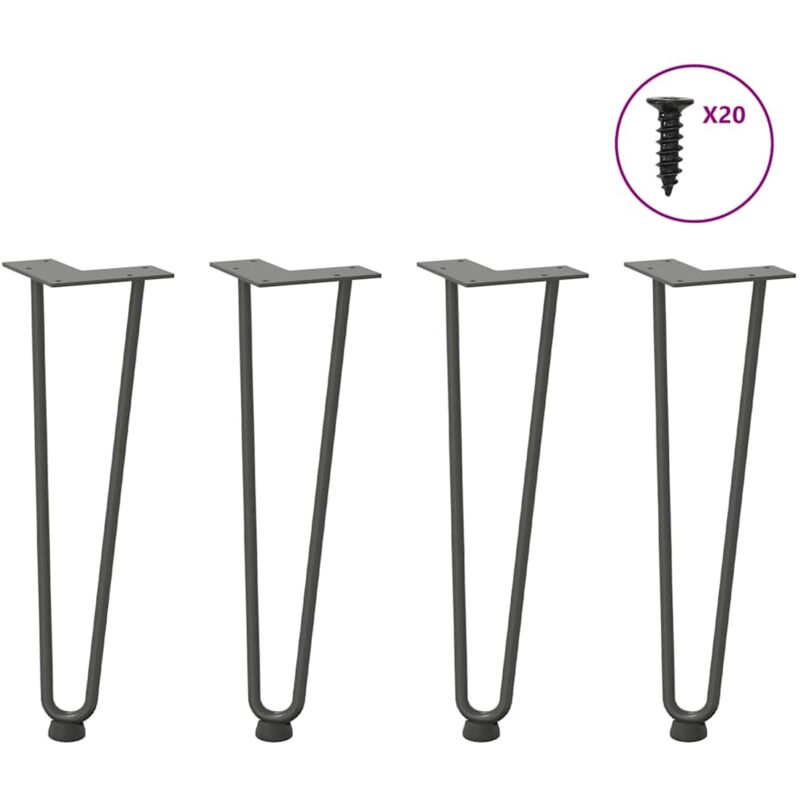 vidaXL Hairpin Legs for Coffee Table 4 pcs Anthracite 42 cm Solid Steel, Black