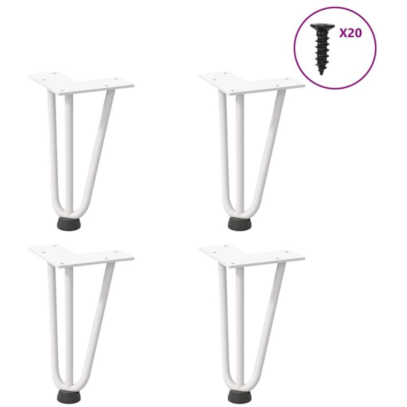 vidaXL Hairpin Legs for Coffee Table 4 pcs White 20 cm Solid Steel, White