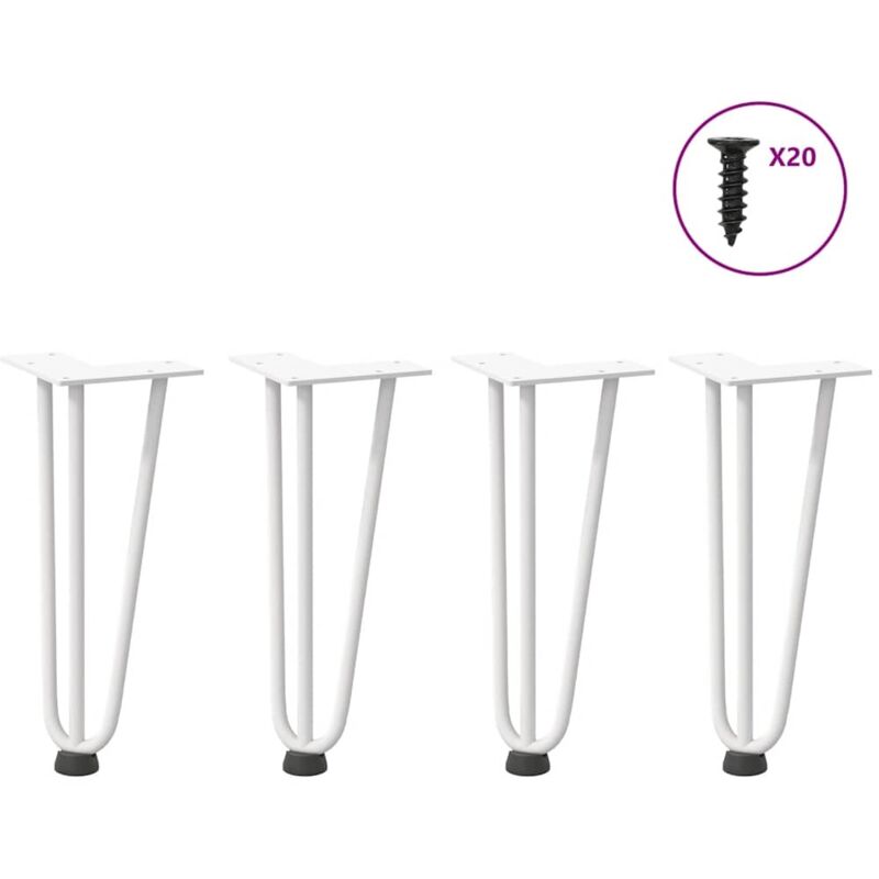 Hairpin Legs for Coffee Table 4 pcs White 30 cm Solid Steel vidaXL