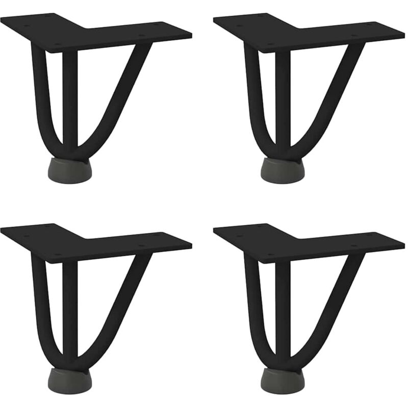 vidaXL Hairpin Legs for Coffee Table 4 pcs Black 10 cm Solid Steel, Black