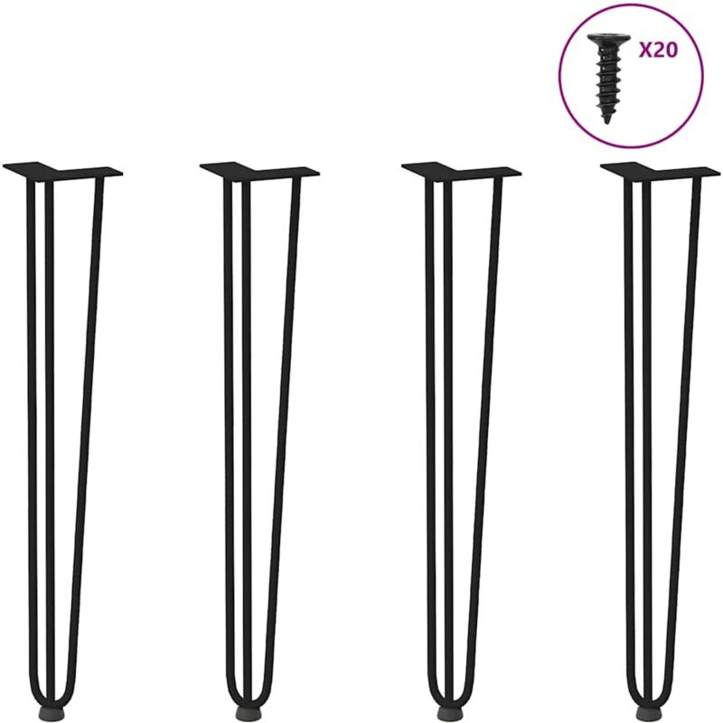 vidaXL hairpin legs for console tables for Console Table 4 pcs Black 72 cm Solid Steel, Black