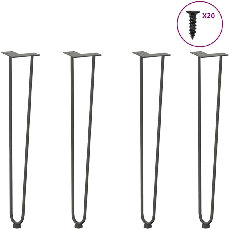 vidaXL hairpin legs for console tables for Console Table 4 pcs Anthracite 72 cm Solid Steel - Black, Black