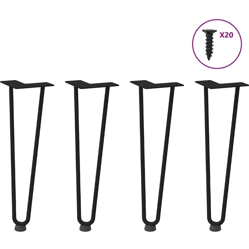 vidaXL Hairpin Legs for Coffee Table 4 pcs Black 42 cm Solid Steel, Black