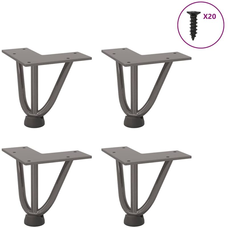 vidaXL Hairpin Legs for Coffee Table 4 pcs Natural Steel 10 cm Solid Steel - Brown, Brown