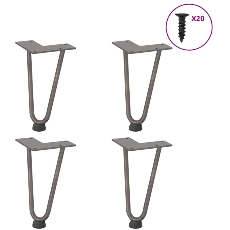 vidaXL Hairpin Legs for Coffee Table 4 pcs Natural Steel 20 cm Solid Steel - Brown, Brown