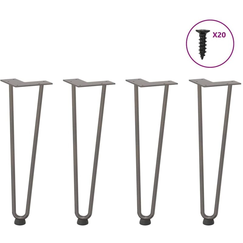 vidaXL Hairpin Legs for Coffee Table 4 pcs Natural Steel 42 cm Solid Steel - Brown, Brown