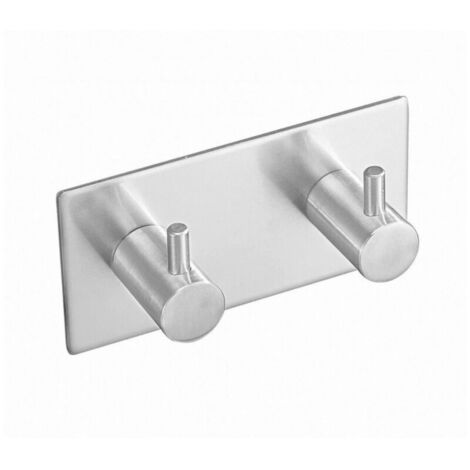 Haken aus Edelstahl 304, Wandmontagehaken und selbstklebender nagelfreier Haken  4 (selbstklebender silberner Doppelhaken)