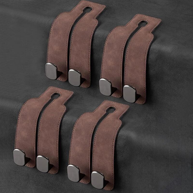 Image of Linghhang - Haken für Autohandtaschen, Aufbewahrungshaken für die Autositzlehne (Braun – 4er-Pack)