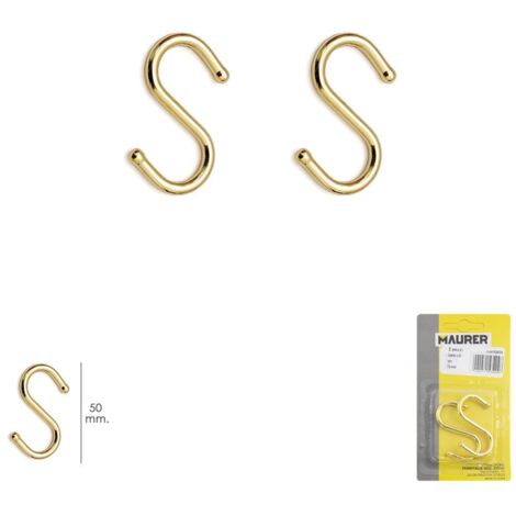 Haken "S" 50 mm Gold (Blister 2 Stück) für den Hausgebrauch