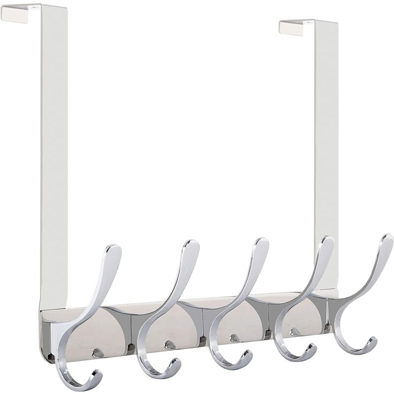 Image of ZVD - Türhaken – 5 Haken für Kleidung, Handtücher – Garderobenständer (Silber)