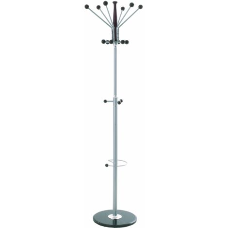 HAKU Möbel Appendiabiti alu, marrone scuro, Marmo, legno massiccio, metallo - Dim. A 182 cm x Ø 42 cm, Stile Moderno