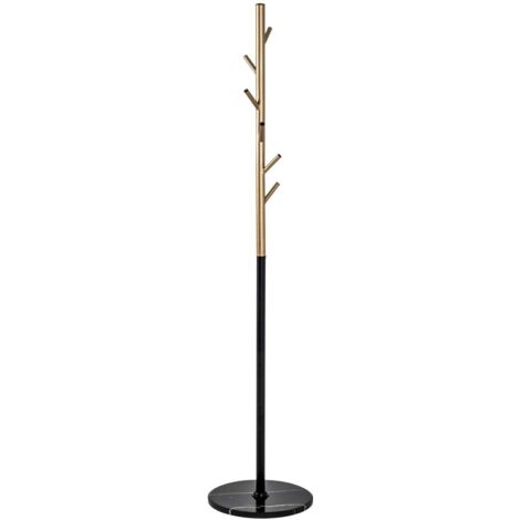 HAKU Möbel Appendiabiti oro, nero, Marmo, legno massiccio, metallo - Dim. A 173 cm x Ø 37 cm, Stile Moderno
