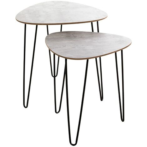 HAKU Möbel Set di 2 tavolini cemento, nero, MDF, metallo - Dim. L 40/48 cm x A 43/48 cm x P 40/48 cm, Stile Moderno