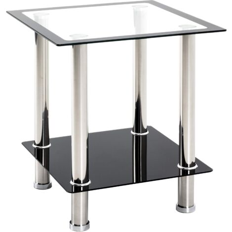 HAKU Möbel Tavolino acciaio inox, nero, Acciaio inox, vetro di sicurezza - Dim. L 40 cm x A 46 cm x P 40 cm, Stile Moderno