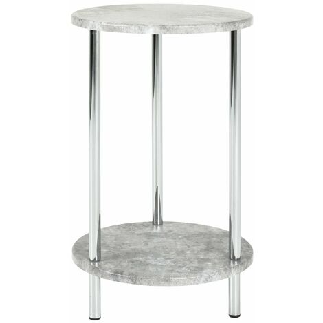 HAKU Möbel Tavolino cemento, cromo, MDF, metallo - Dim. A 50 cm x Ø 30 cm, Stile Moderno