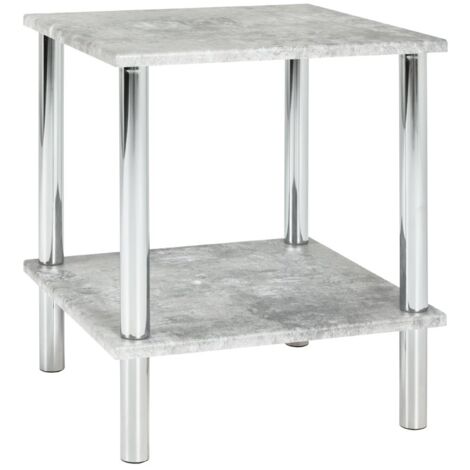 HAKU Möbel Tavolino cemento, cromo, MDF, metallo - Dim. L 39 cm x A 47 cm x P 39 cm, Stile Moderno