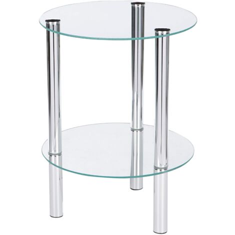 HAKU Möbel Tavolino cromo, Metallo, vetro di sicurezza - Dim. A 47 cm x Ø 35 cm, Stile Moderno