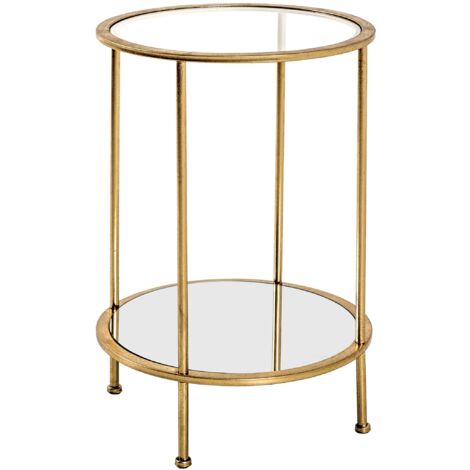HAKU Möbel Tavolino oro, Metallo, vetro di sicurezza, specchio - Dim. A 55 cm x Ø 38 cm, Stile Art Deco